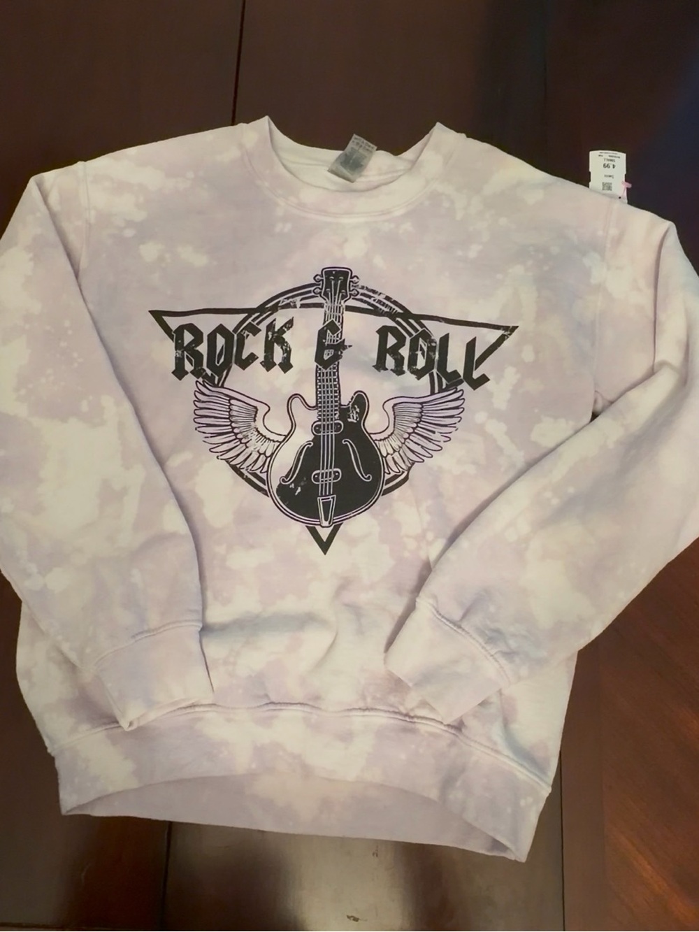 Upcycled Rock & Roll Graphic Tie-Dye Sweatshirt - Purple & Grey